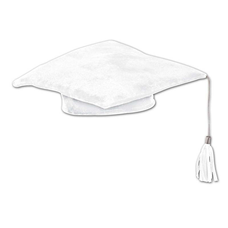 12 Pack Beistle Plush Graduate Graduation Party Cap- White