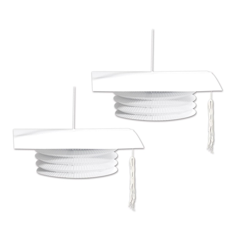 24 Pack Beistle White Grad Cap Graduation Party Paper Lanterns
