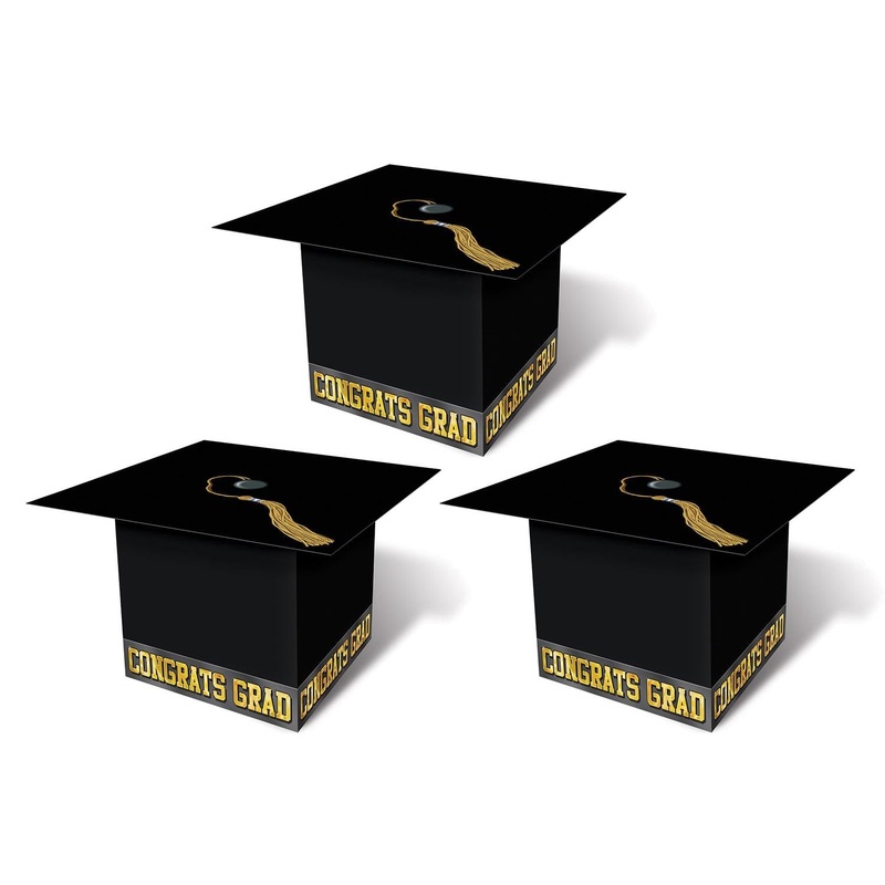 36 Pack Beistle Grad Cap Graduation Party Favor Boxes - black