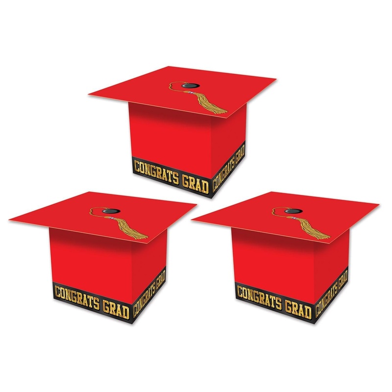 36 Pack Beistle Grad Cap Graduation Party Favor Boxes - red