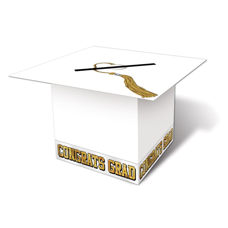 6 Pack Beistle Grad Cap Graduation Party Card Box - white