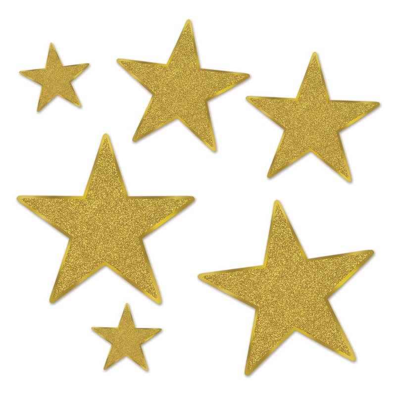 72 Pack Beistle Glittered Foil Star Party Cutouts - gold