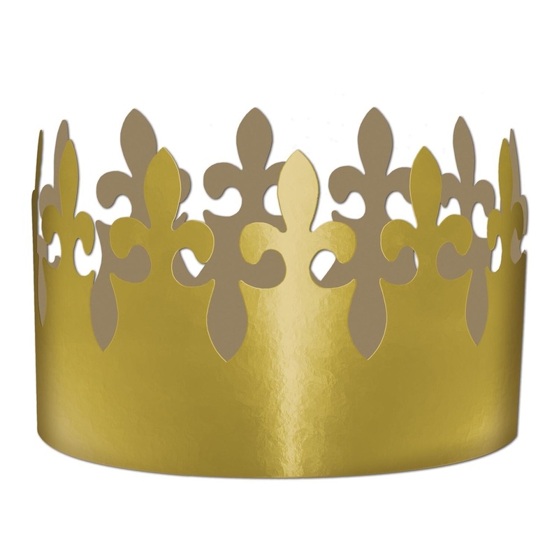 72 Pack Beistle Mardi Gras Gold Foil Fleur De Lis Crown