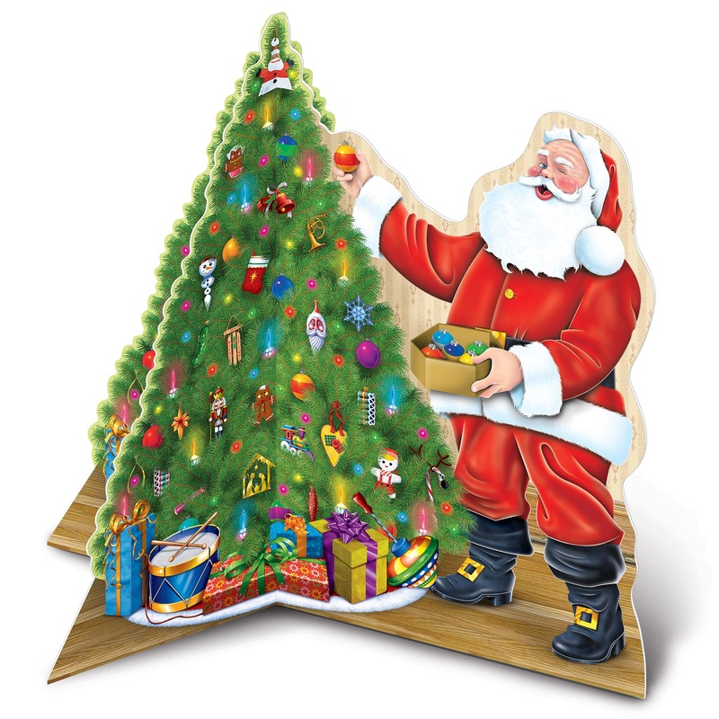 12 Pack Beistle 3-D Santa with Tree Centerpiece