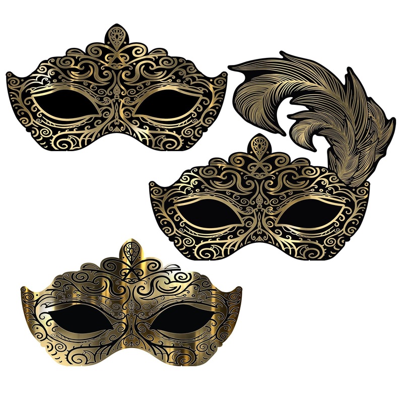 3 Pack Beistle Masquerade Mask Wall Decorations
