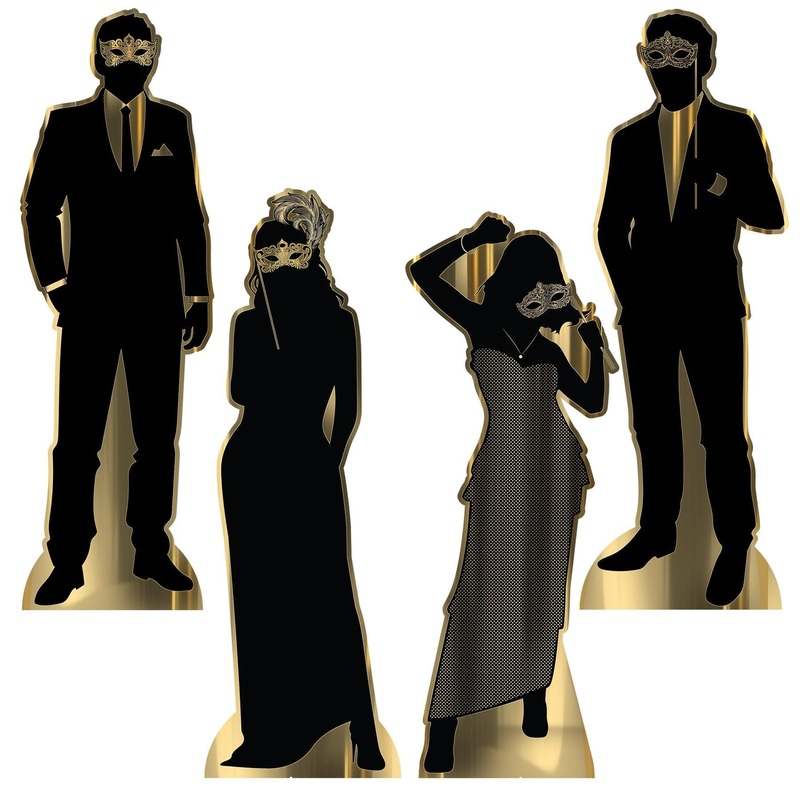 4 Pack Beistle Masquerade Silhouette Stand-Up Decorations