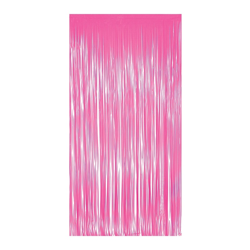 6 Pack Beistle 1-Ply Plastic Fringe Curtain neon pink