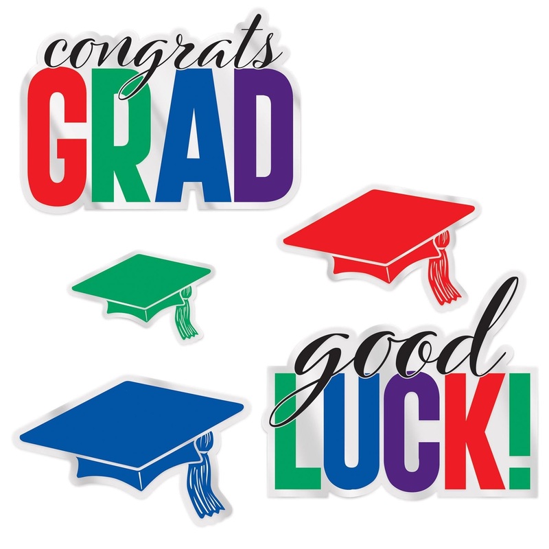 60 Piece Beistle Plastic Congrats Grad Cutouts