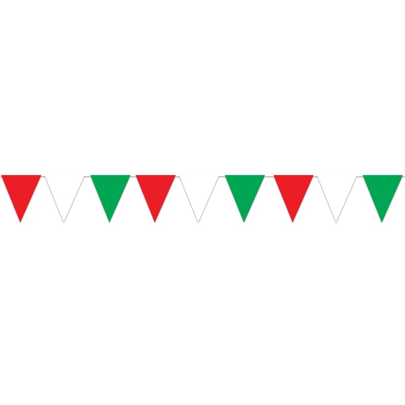 12 Pack Beistle 12 ft. Red - White/Green Party Pennant Banner