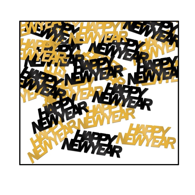 12 Pack Beistle Happy New Year Confetti black/gold - black/gold (0.5 Oz/Pkg)