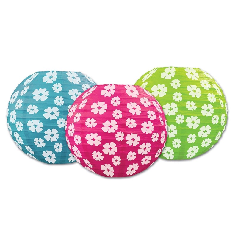 18 Pack Beistle Luau Party Hibiscus Paper Lanterns