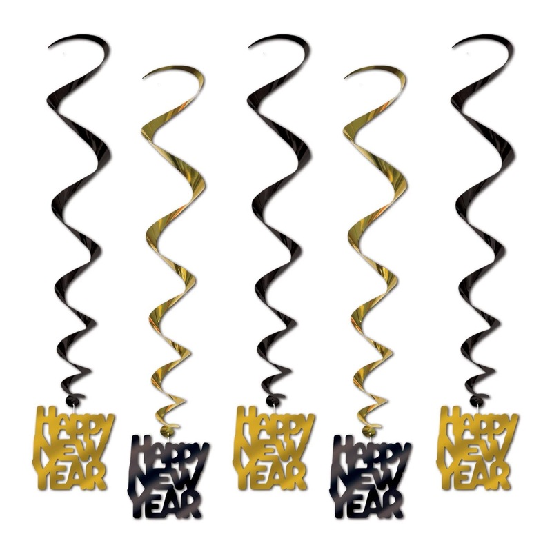 30 Piece Beistle Happy New Year Whirls black/gold