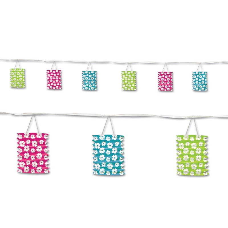 6 Pack Beistle Luau Party Hibiscus Lantern Garland