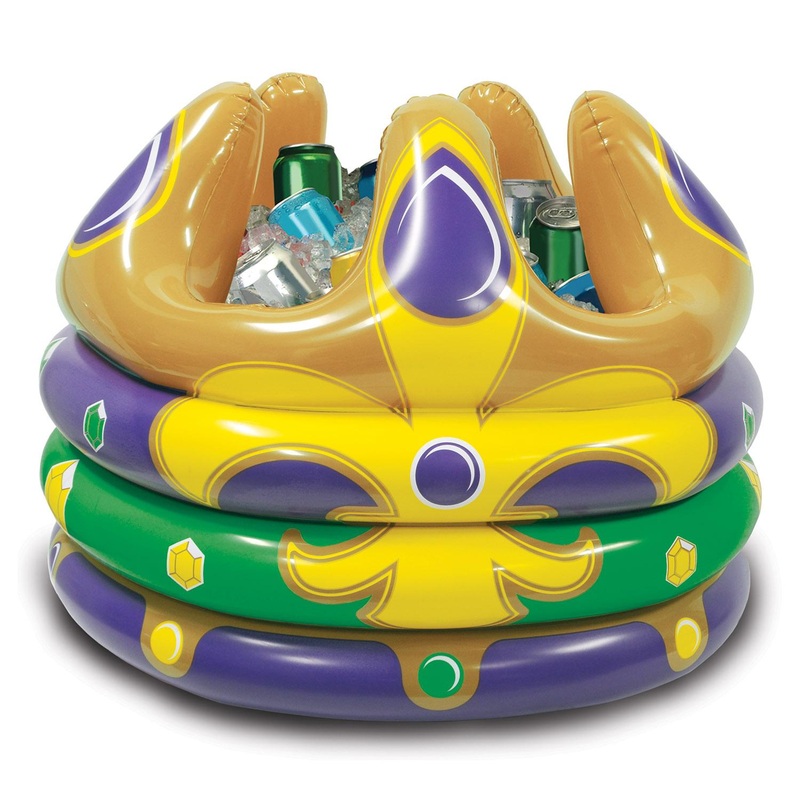 6 Pack Beistle Mardi Gras Inflatable Crown Cooler