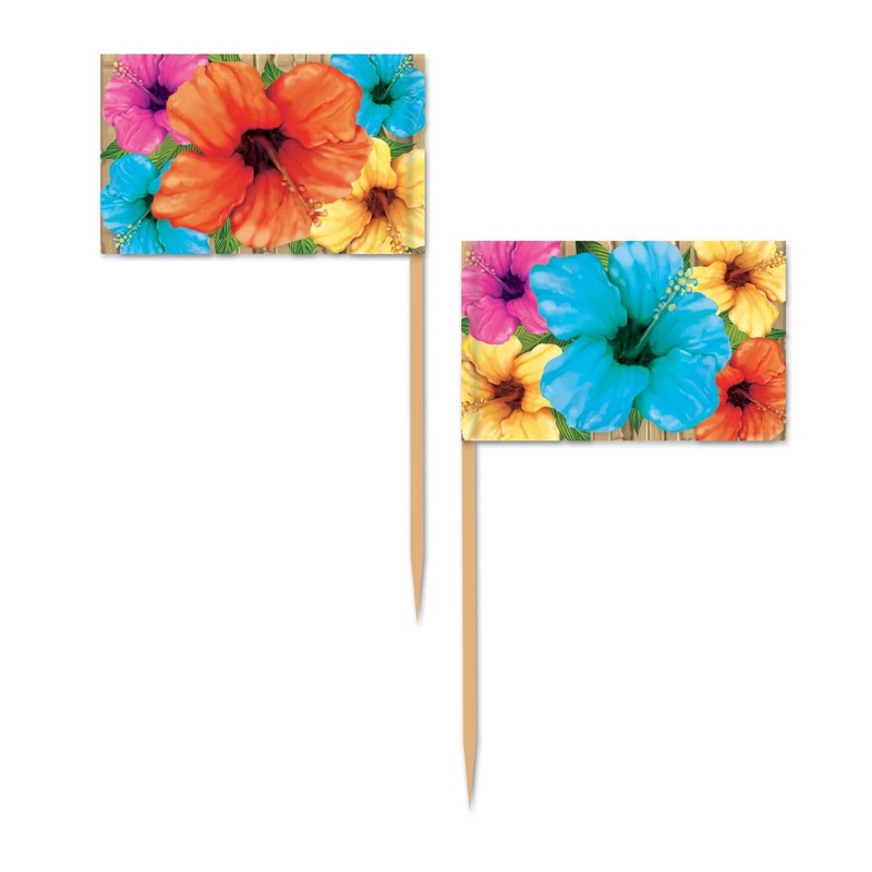 600 Pack Beistle Luau Party Hibiscus Picks