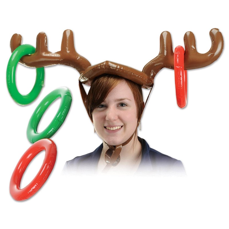 12 Pack Beistle Christmas Inflatable Reindeer Ring Toss