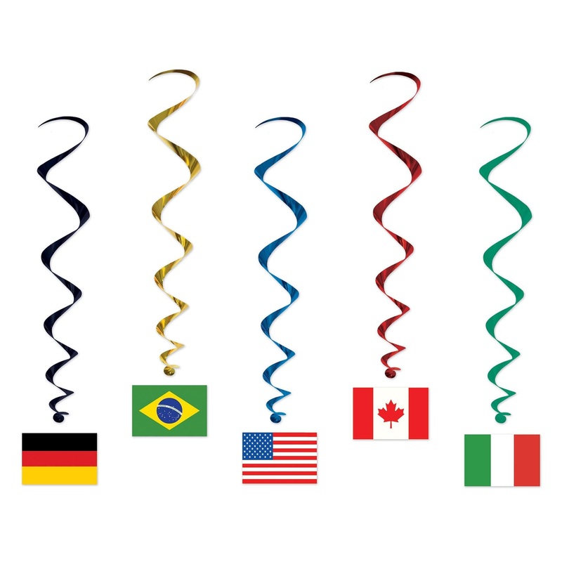 30 Piece Beistle International Flag Party Whirls