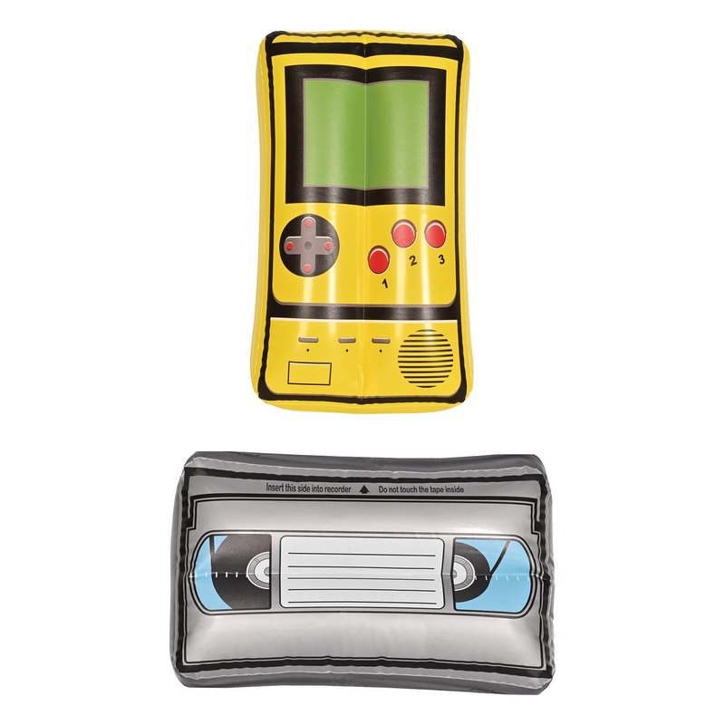 6 Pack Beistle Inflatable VHS Tape & Handheld Game Party Set