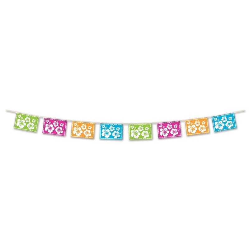 12 Pack Beistle Luau Hibiscus Pennant Banner