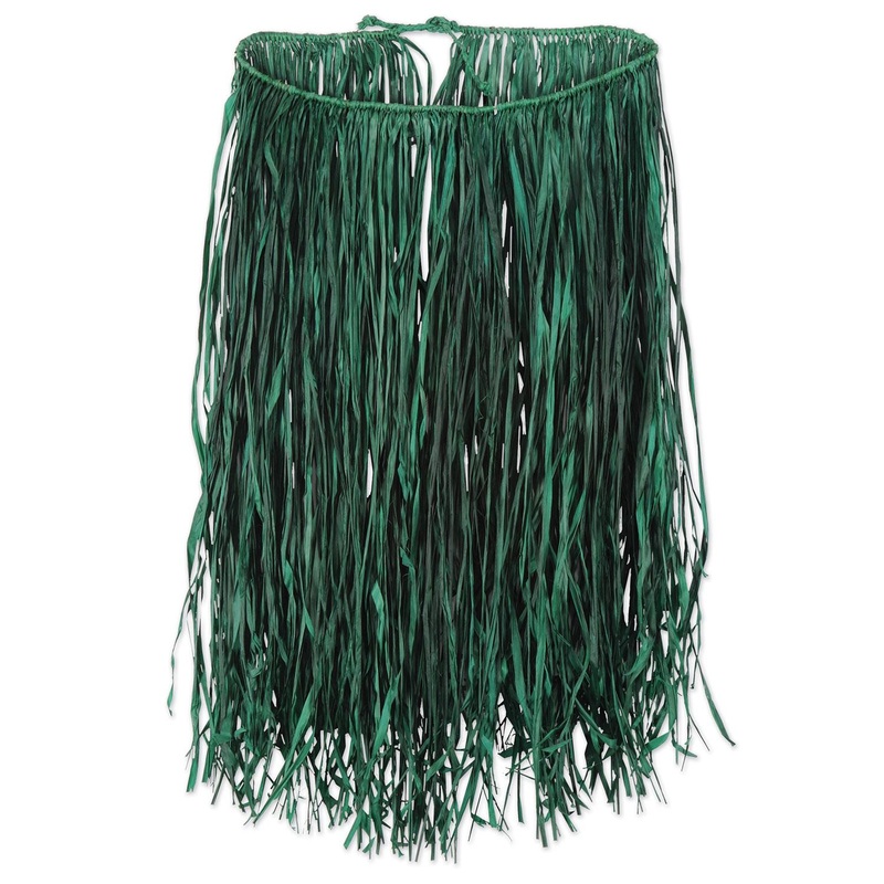 12 Pack Beistle Luau Party Adult Raffia Hula Skirt - green
