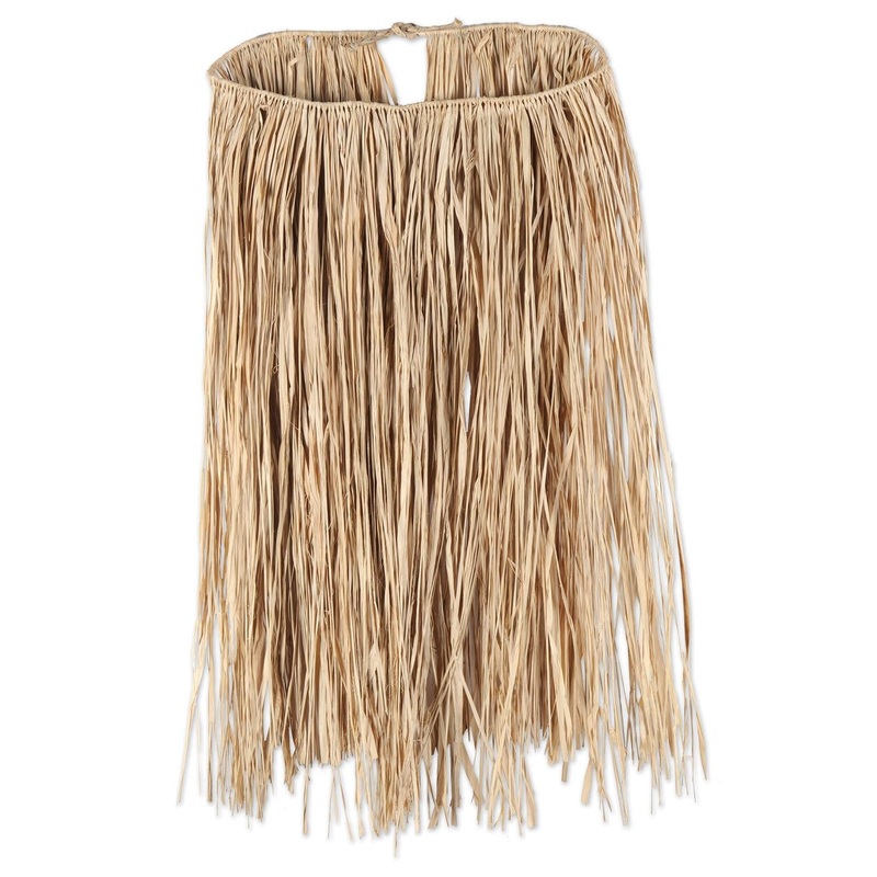 12 Pack Beistle Luau Party Adult Raffia Hula Skirt - Natural (31"W x 28"L)