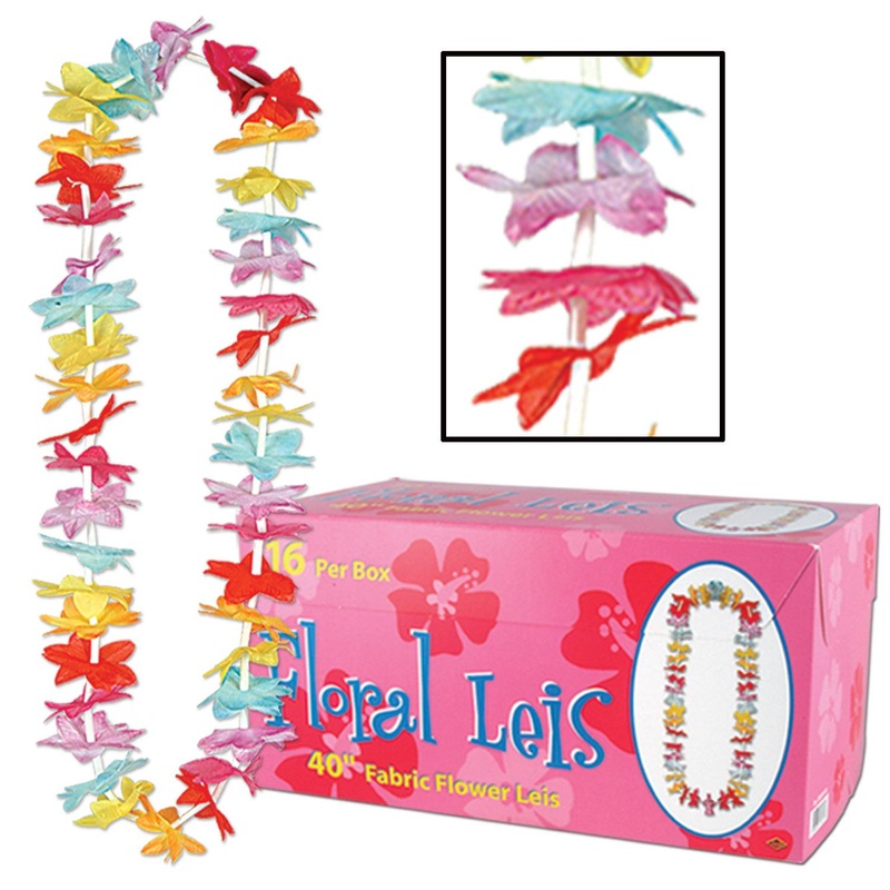 16 Pack Beistle Luau Party Floral Lei multi-color