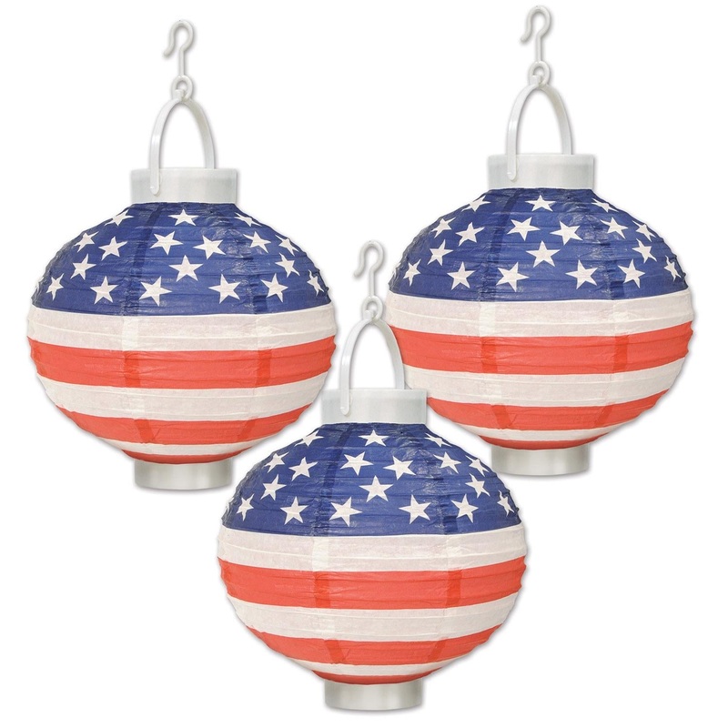 18 Pack Beistle Light-Up Patriotic Party Paper Lanterns