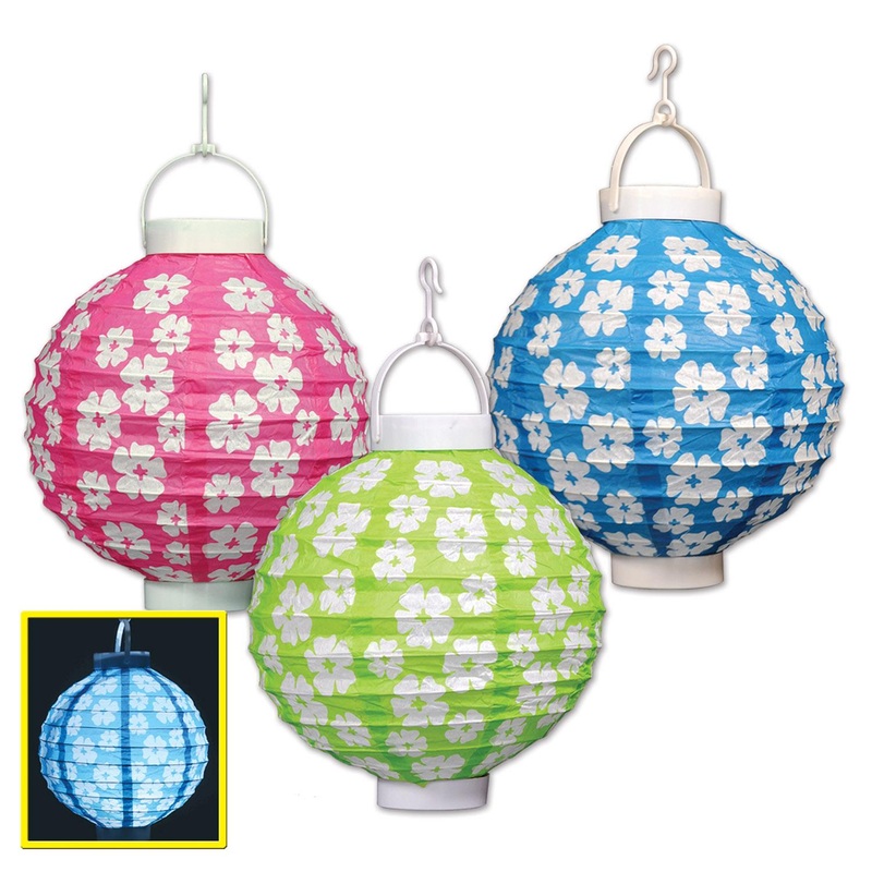 18 Pack Beistle Luau Party Light-Up Hibiscus Paper Lanterns