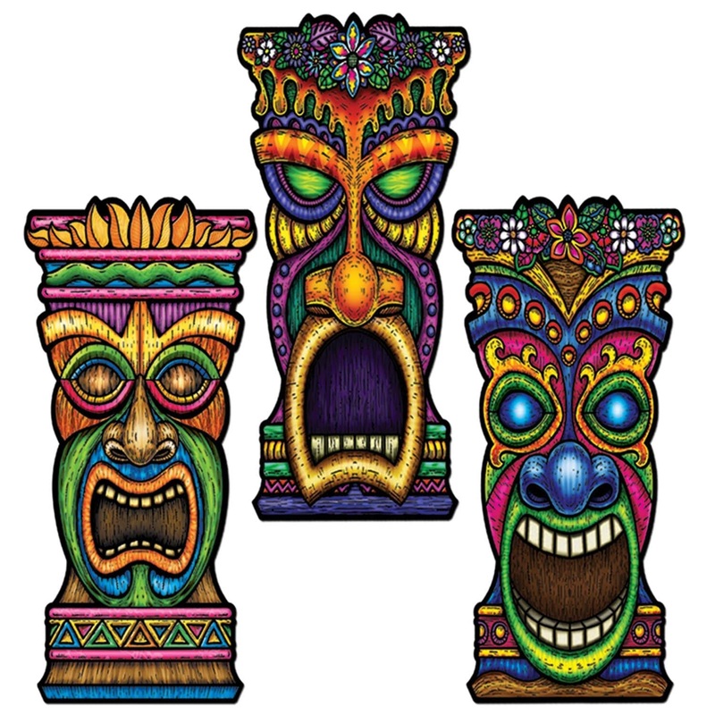 24 Pack Beistle Luau Party Tiki Cutouts