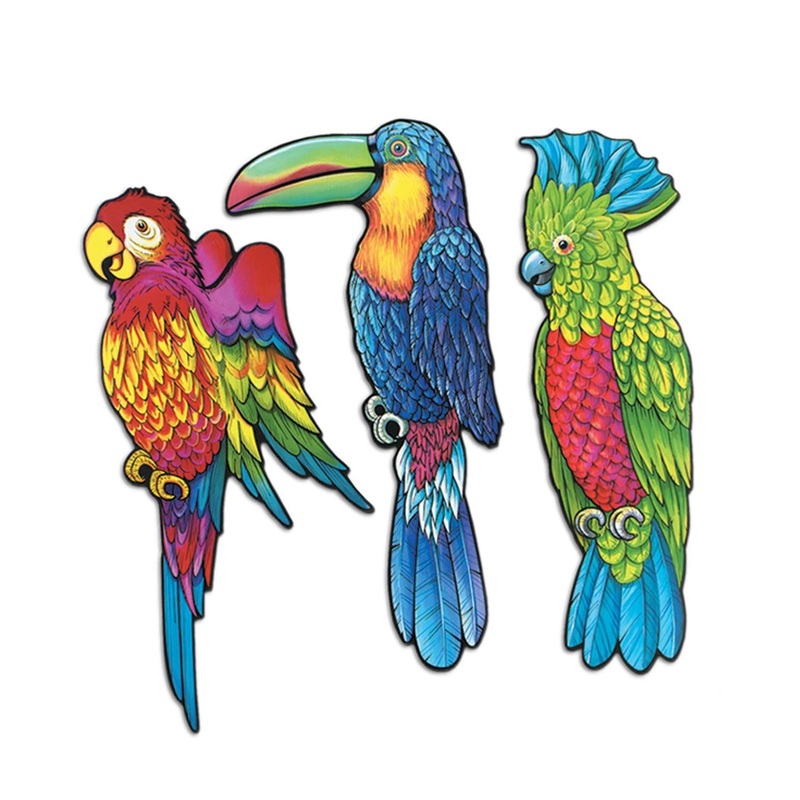 36 Pack Beistle Luau Party Exotic Bird Cutouts