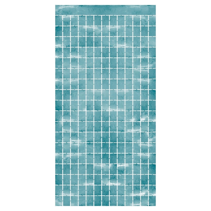 6 Pack Beistle Light Blue Metallic Party Square Curtain
