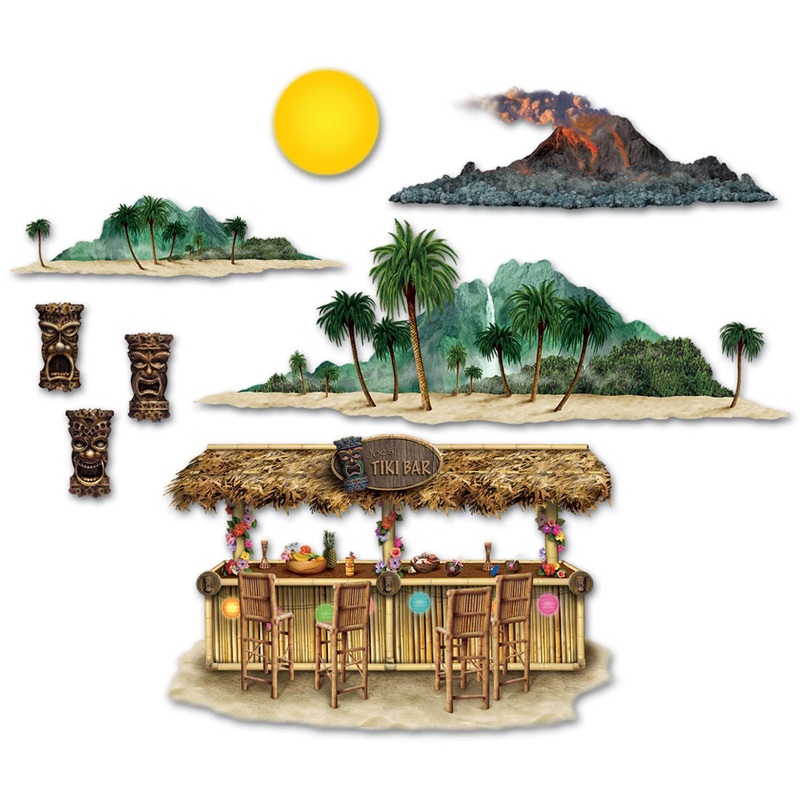 96 Piece Beistle Luau Party Tiki Bar/Island Props