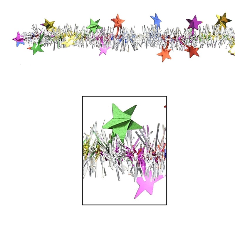 12 Pack Beistle 12 ft Metallic Star Party Garland - multi-color