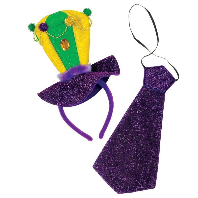 12 Pack Beistle Mardi Gras Headband/Necktie Set