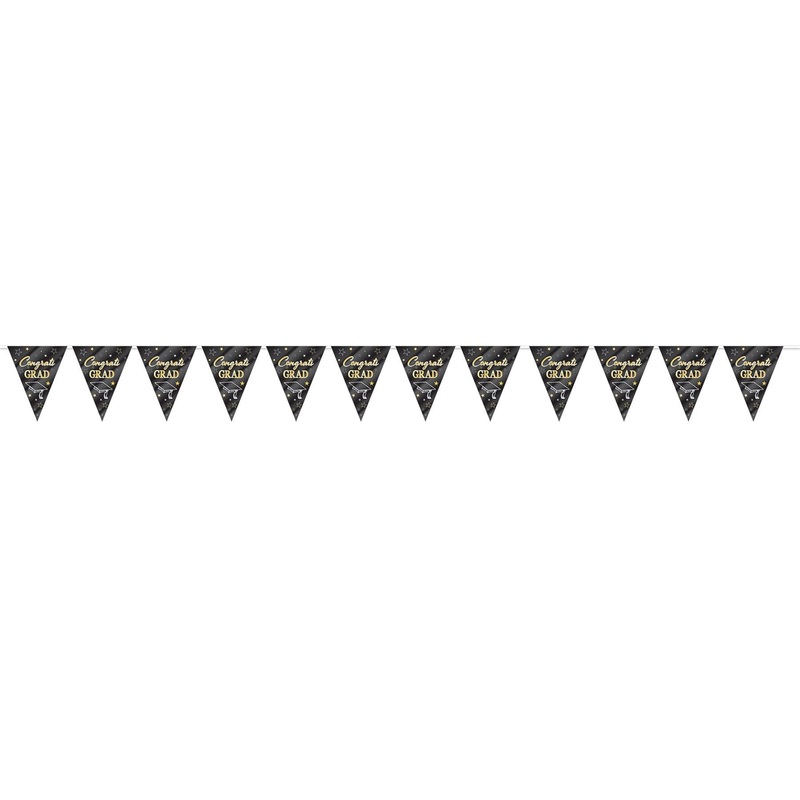 12 Pack Beistle Metallic Congrats Grad Graduation Party Pennant Banner