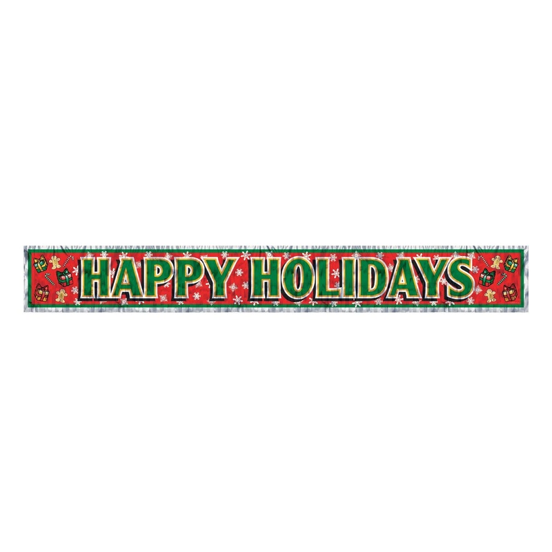 12 Pack Beistle Metallic Happy Holidays Fringe Banner