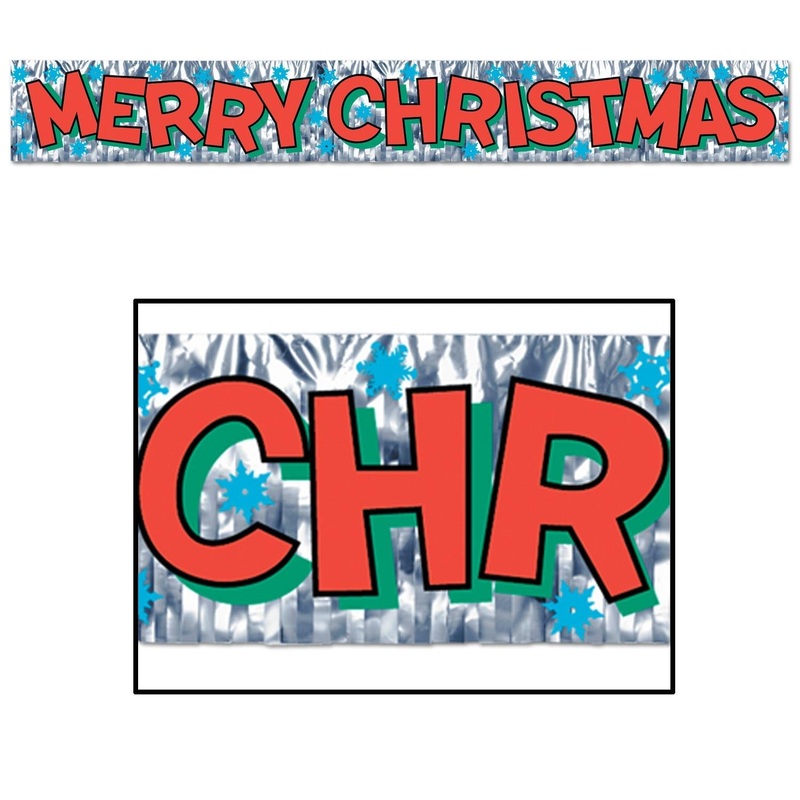 12 Pack Beistle Metallic Merry Christmas Fringe Banner