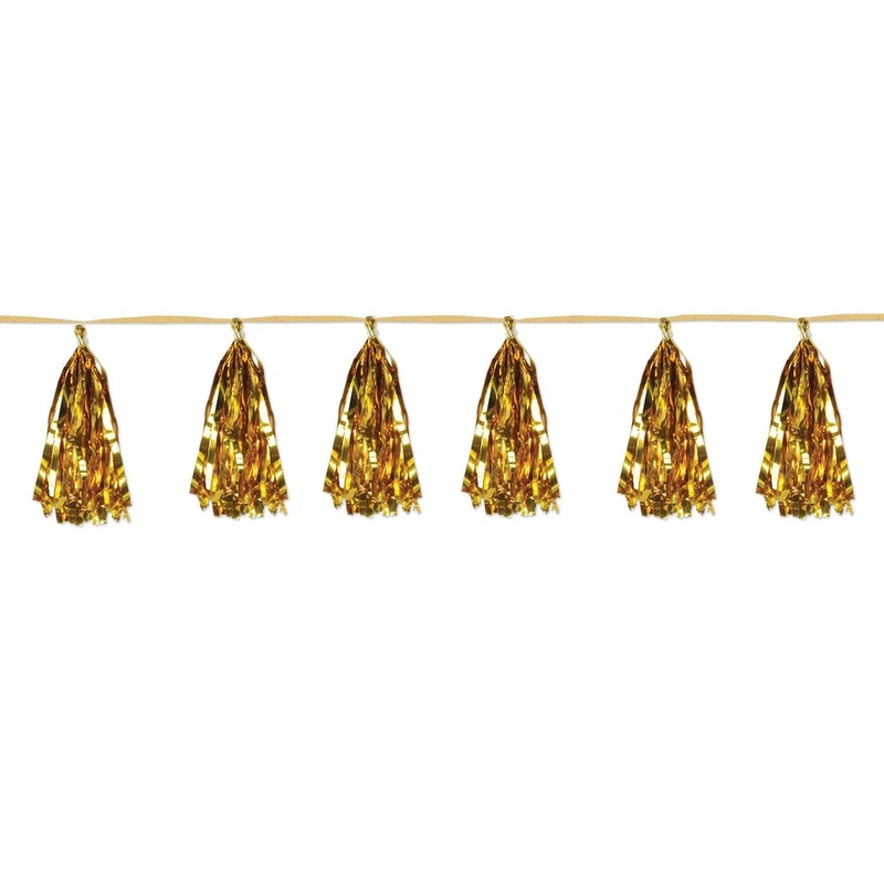 12 Pack Beistle Metallic Party Tassel Garland - gold