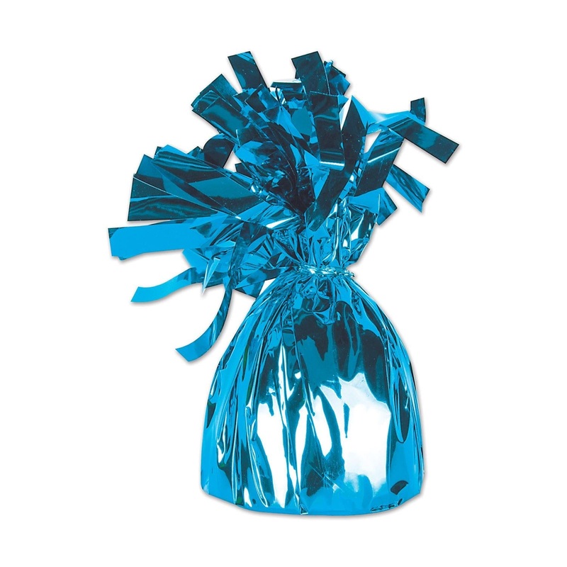 12 Pack Beistle Metallic Wrapped Balloon Weight Light blue
