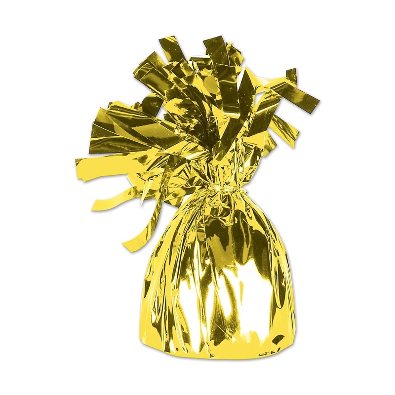 12 Pack Beistle Metallic Wrapped Balloon Weight yellow cellophane