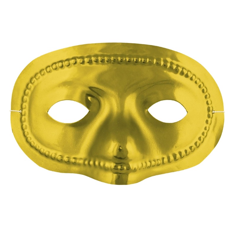 24 Pack Beistle Mardi Gras Metallic Half Mask - gold