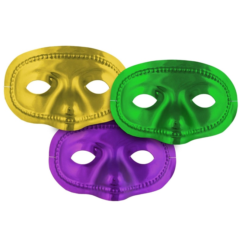 24 Pack Beistle Mardi Gras Metallic Half Masks