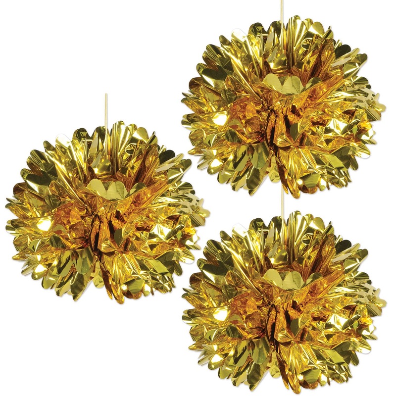 36 Pack Beistle Metallic Party Fluff Balls - gold