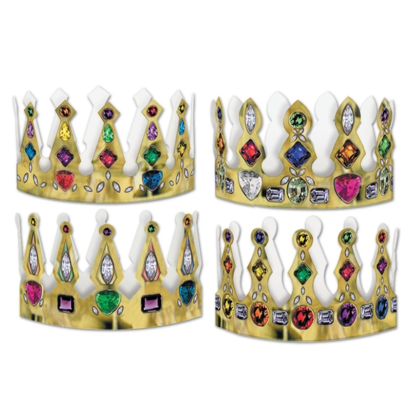 72 Pack Beistle Mardi Gras Printed Jeweled Crowns