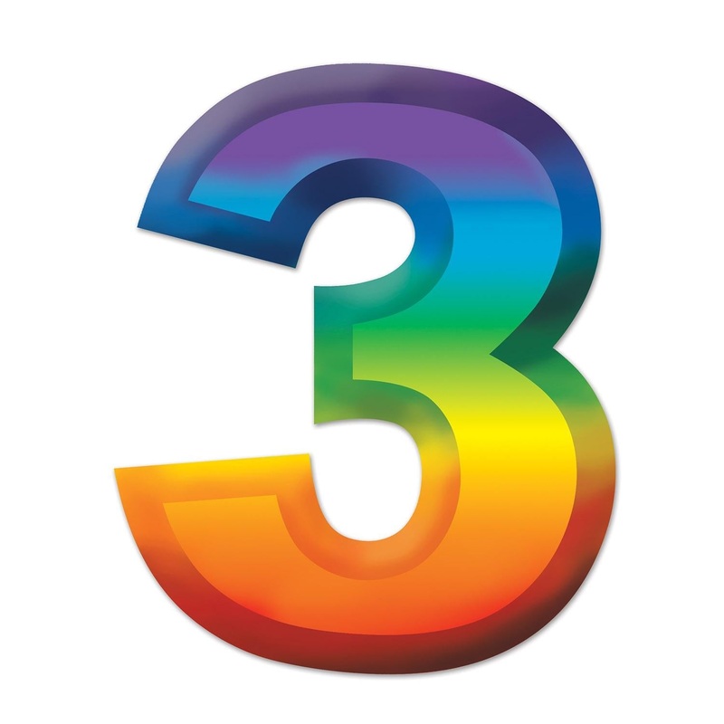 24 Pack Beistle Multi-Color Plastic 3-D Party Number 3