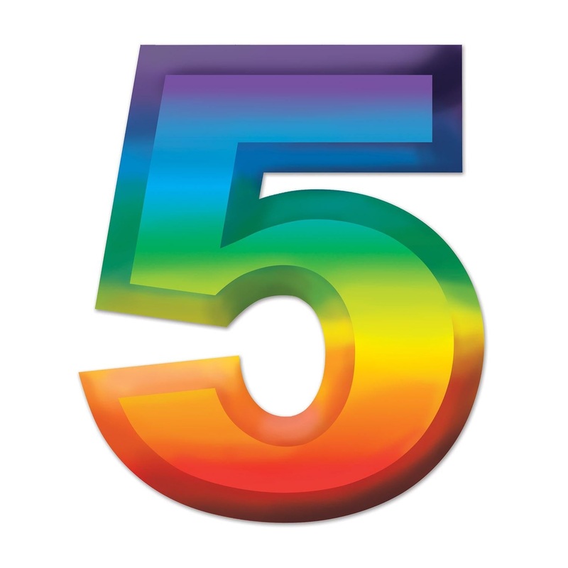 24 Pack Beistle Multi-Color Plastic 3-D Party Number 5