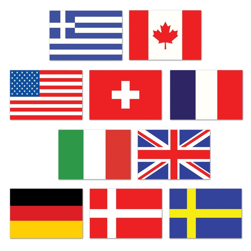 240 Pack Beistle Mini International Flag Party Cutouts