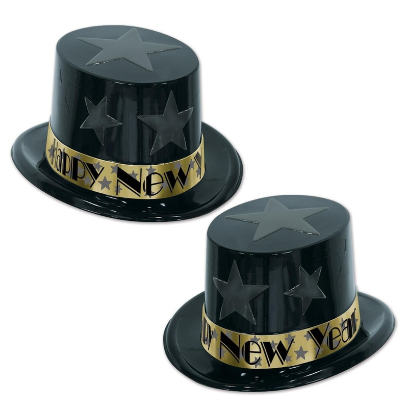 25 Pack Beistle New Year Star Topper Hat Black/Gold