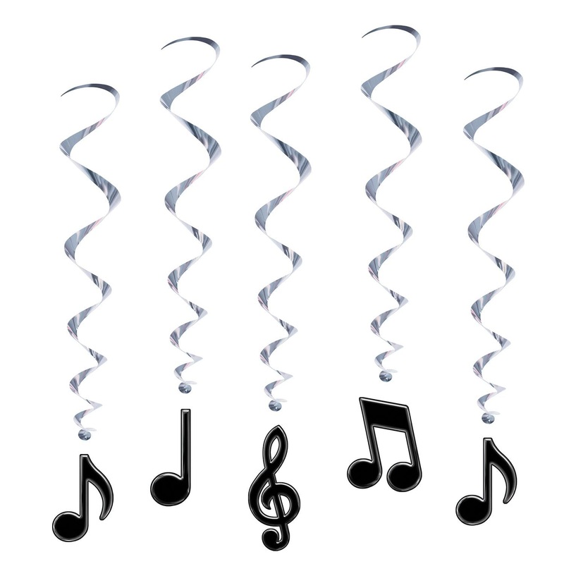 30 Piece Beistle Musical Notes Party Whirls - black