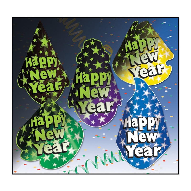 50 Pack Beistle Midnight Glow New Year's Eve Party Hats